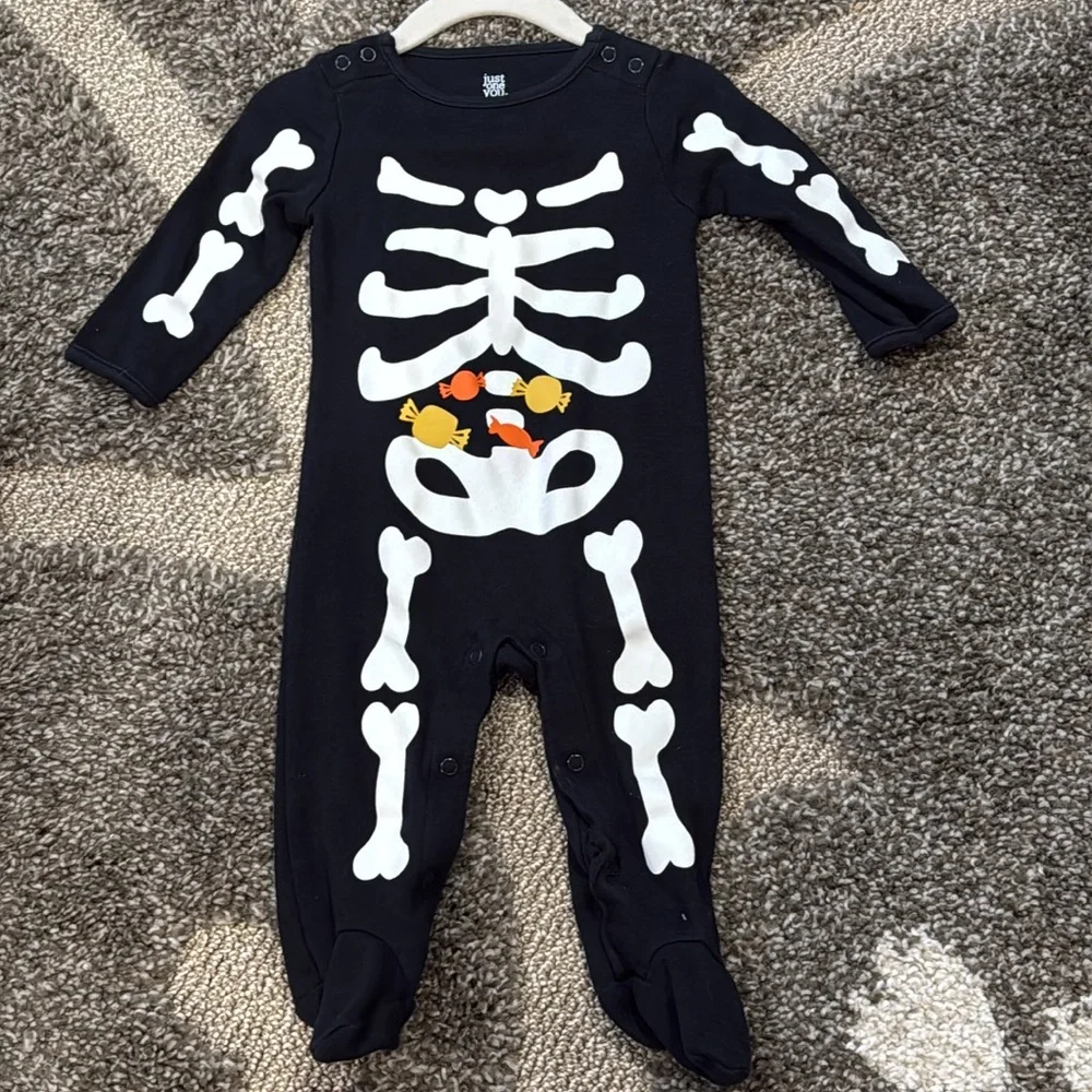 Just One You Carters Baby Boy Black Skeleton Candy Footed Pajamas Sleeper 9M